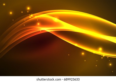 Vector glowing wave, smoke design wavy lines