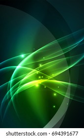Vector glowing wave, smoke design wavy lines