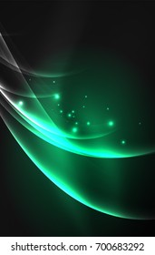 Vector glowing wave, smoke design wavy lines