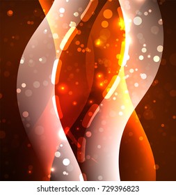 Vector glowing wave, smoke design wavy lines. Shiny silk wavy line abstract background, wallpaper with wave shape and light effects, smooth style
