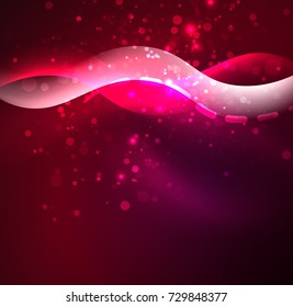Ola vectorial brillante, líneas onduladas de diseño de humo. Fondo abstracto de línea ondulada de seda brillante, papel tapizado con forma de onda y efectos de luz, estilo liso