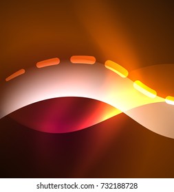 Vector glowing wave, smoke design wavy lines. Shiny silk wavy line abstract background, wallpaper with wave shape and light effects, smooth style