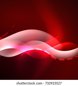 Vector glowing wave, smoke design wavy lines. Shiny silk wavy line abstract background, wallpaper with wave shape and light effects, smooth style