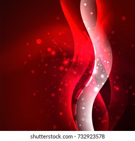 Vector glowing wave, smoke design wavy lines. Shiny silk wavy line abstract background, wallpaper with wave shape and light effects, smooth style