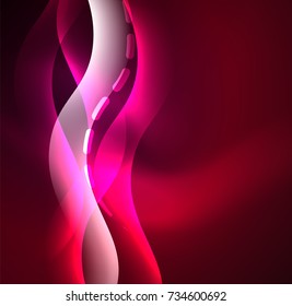 Vector glowing wave, smoke design wavy lines. Shiny silk wavy line abstract background, wallpaper with wave shape and light effects, smooth style