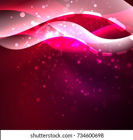 Vector glowing wave, smoke design wavy lines. Shiny silk wavy line abstract background, wallpaper with wave shape and light effects, smooth style