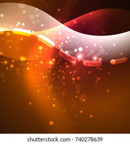 Vector glowing wave, smoke design wavy lines. Shiny silk wavy line abstract background, wallpaper with wave shape and light effects, smooth style