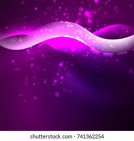 Onda brilhante do vetor, linhas onduladas do projeto da fumaça. Fundo abstrato de linha ondulada de seda brilhante, papel de parede com forma de onda e efeitos de luz, estilo suave