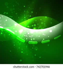Vector glowing wave, smoke design wavy lines. Shiny silk wavy line abstract background, wallpaper with wave shape and light effects, smooth style