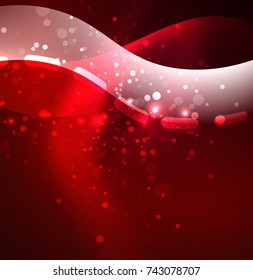 Ola vectorial brillante, líneas onduladas de diseño de humo. Fondo abstracto de línea ondulada de seda brillante, papel tapizado con forma de onda y efectos de luz, estilo liso
