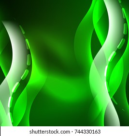 Vector glowing wave, smoke design wavy lines. Shiny silk wavy line abstract background, wallpaper with wave shape and light effects, smooth style