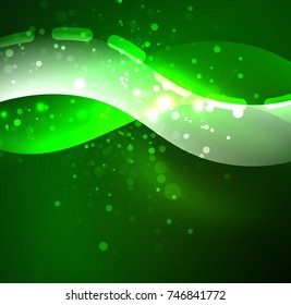 Vector glowing wave, smoke design wavy lines. Shiny silk wavy line abstract background, wallpaper with wave shape and light effects, smooth style
