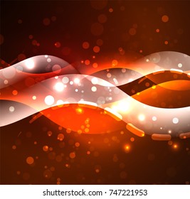 Vector glowing wave, smoke design wavy lines. Shiny silk wavy line abstract background, wallpaper with wave shape and light effects, smooth style