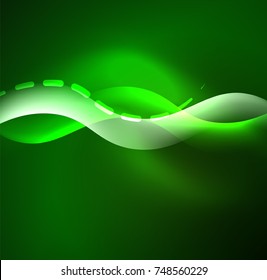 Vector glowing wave, smoke design wavy lines. Shiny silk wavy line abstract background, wallpaper with wave shape and light effects, smooth style