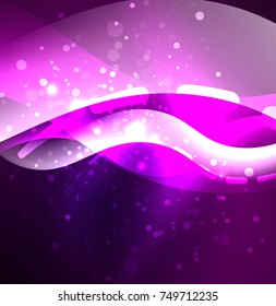 Ola vectorial brillante, líneas onduladas de diseño de humo. Fondo abstracto de línea ondulada de seda brillante, papel tapizado con forma de onda y efectos de luz, estilo liso
