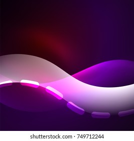 Vector glowing wave, smoke design wavy lines. Shiny silk wavy line abstract background, wallpaper with wave shape and light effects, smooth style