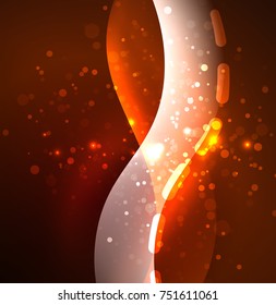 Vector glowing wave, smoke design wavy lines. Shiny silk wavy line abstract background, wallpaper with wave shape and light effects, smooth style