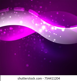Vector glowing wave, smoke design wavy lines. Shiny silk wavy line abstract background, wallpaper with wave shape and light effects, smooth style