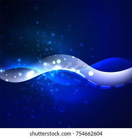 Vector glowing wave, smoke design wavy lines. Shiny silk wavy line abstract background, wallpaper with wave shape and light effects, smooth style