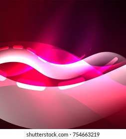 Vector glowing wave, smoke design wavy lines. Shiny silk wavy line abstract background, wallpaper with wave shape and light effects, smooth style