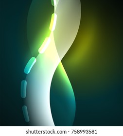 Vector glowing wave, smoke design wavy lines. Shiny silk wavy line abstract background, wallpaper with wave shape and light effects, smooth style