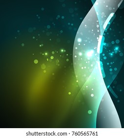 Vector glowing wave, smoke design wavy lines. Shiny silk wavy line abstract background, wallpaper with wave shape and light effects, smooth style