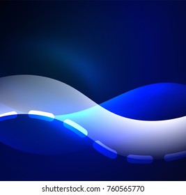 Vector glowing wave, smoke design wavy lines. Shiny silk wavy line abstract background, wallpaper with wave shape and light effects, smooth style