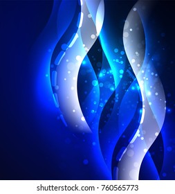 Vector glowing wave, smoke design wavy lines. Shiny silk wavy line abstract background, wallpaper with wave shape and light effects, smooth style