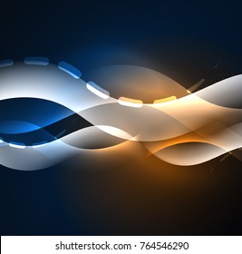 Vektorstrahlwelle, rauchförmige Linien. Abstrakter, glänzender Seide, abstrakter Hintergrund, Tapete mit Wellenform und Lichteffekten, glatter Stil