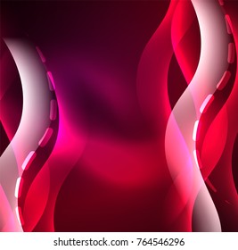 Vector glowing wave, smoke design wavy lines. Shiny silk wavy line abstract background, wallpaper with wave shape and light effects, smooth style