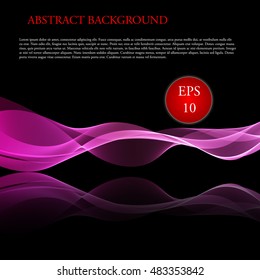 Vector Glowing waves on black background