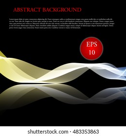 Vector Glowing waves on black background
