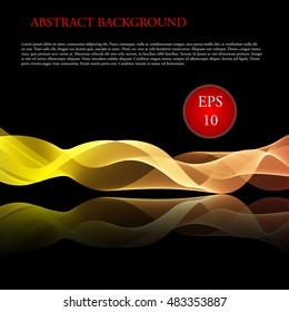 Vector Glowing waves on black background