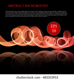 Vector Glowing waves on black background