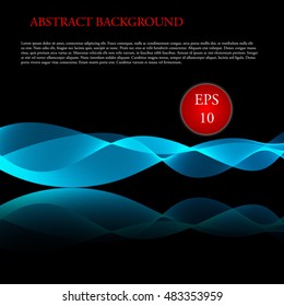 Vector Glowing waves on black background