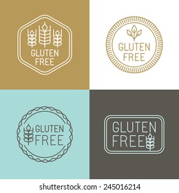 Vector gluten free badges and emblems in line style