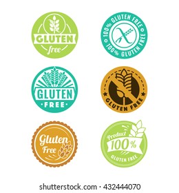 Señales y emblemas libres de gluten vectorial en color