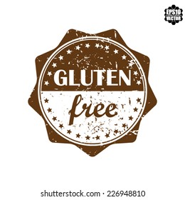 Vector : Gluten free Brown Tag Label,  Sticker or Badge Vintage Style.