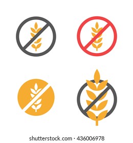 Vector gluten free grain icons set on white balcground