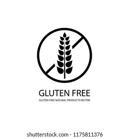 Vector Gluten Free Icon, Stamp Style Label, Black and White Illustration.