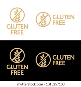 Vector Gluten Free Logo Icons Isolated On White And Black Background