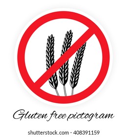 Vector Gluten free pictogram, black and white stylized