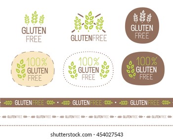 vector gluten free sign set