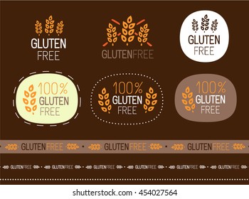 vector gluten free sign set