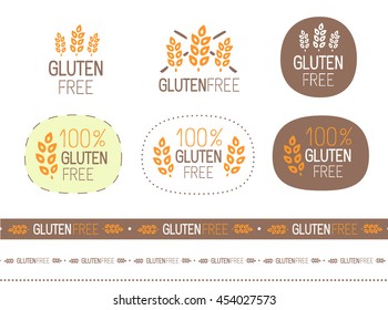 vector gluten free sign set