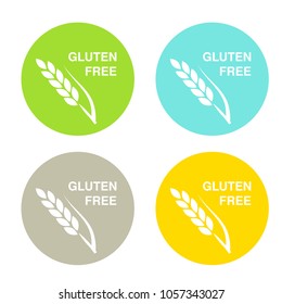 Vector gluten free symbols isolated on white background. Circular button with silhouette of spikelet. 
