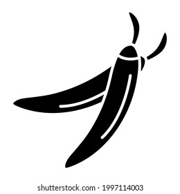 Vector glyph chilli pepper icon. Isolated vegetable silhouette in cartoon style. Black grocery pictogram of the vegetable