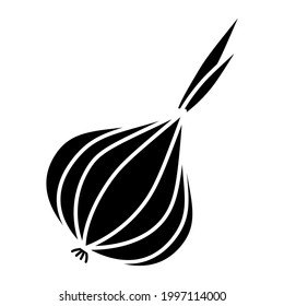 Vector glyph garlic. Isolated vegetable contour for stamping. Simple vegetable black pictogram on the white background
