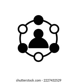 Vector of glyph icons related to business process, team work and human resource management. Mono line pictograms and infographics design element