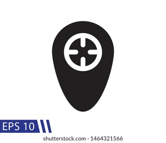 Vector glyph pinpoint, location icon black on white background. symbol for your web site design, logo, app, UI, EPS 10.